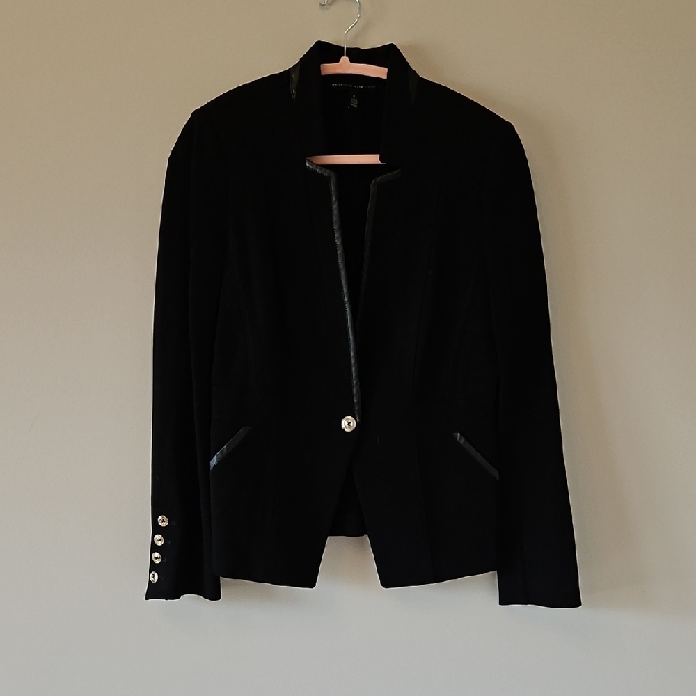 White House Black Market Black Blazer with Silver Accents